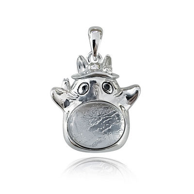 Totoro Exclusive Iron Meteorite 925 Sterling Silver Pendant  For Daily Wear