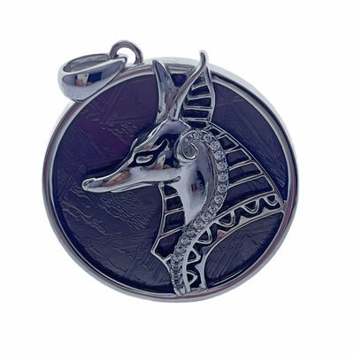 925 Sterling Silver Iron Anubis Meteorite Pendant Jewelry Mens Exclusive Style