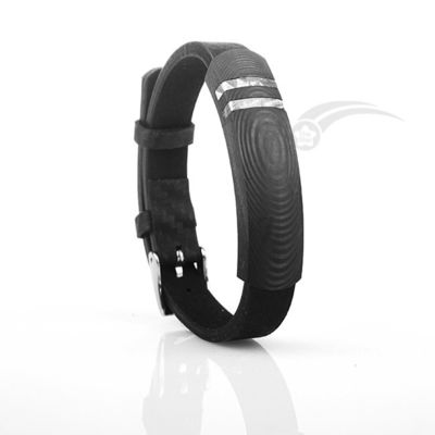Contemporary Carbon Fiber Meteorite Bracelet Mens Leather Bangle Matte Finish
