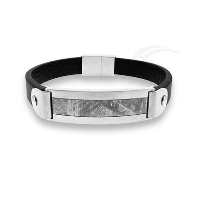 Galactic Meteorite Stainless Steel Leather Bracelet Contemporary Design
